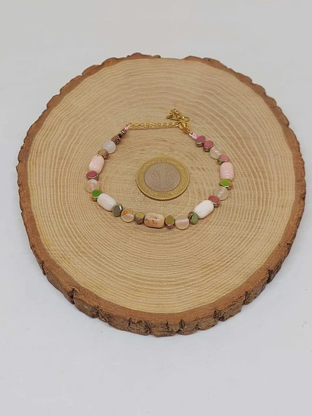Pembe Opal Taşı Tasarım Bileklik (55952) - Resim 5