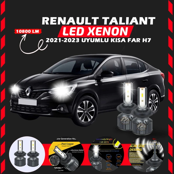 Renault Taliant 2021-2023 Kısa Far Uyumlu Şimşek Etkili Led Xenon Premium Series H7 ürün görseli 1