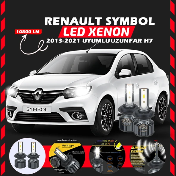 Renault Symbol 2013-2021 Uzun Far Uyumlu Şimşek Etkili Led Xenon Premium Series H7