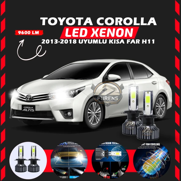 Toyota Corolla 2013-2018 Kısa Far Uyumlu Şimşek Etkili Led Xenon Pro Series H11 ürün görseli 1