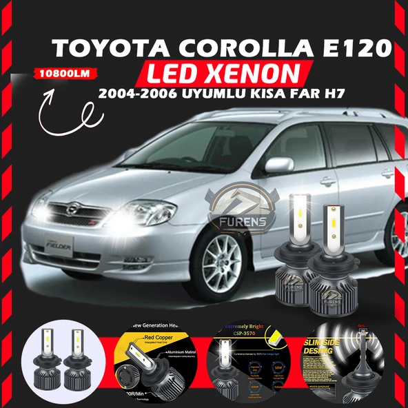 Toyota Corolla E120 2004-2006 Kısa Far Uyumlu Şimşek Etkili Led Xenon Premium Series H7 ürün görseli 1