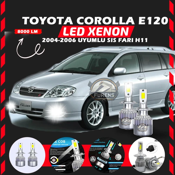 Toyota Corolla E120 2004-2006 Sis Farı Uyumlu Şimşek Etkili Led Xenon Performance Series H11 ürün görseli 1
