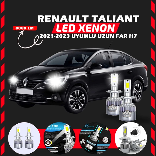 Renault Taliant 2021-2023 Uzun Far Uyumlu Şimşek Etkili Led Xenon Performance Series H7