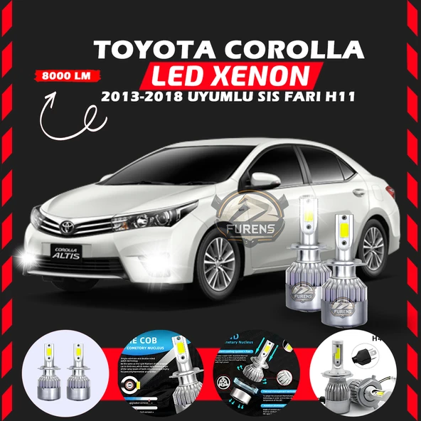 Toyota Corolla 2013-2018 Sis Farı Uyumlu Şimşek Etkili Led Xenon Performance Series H11