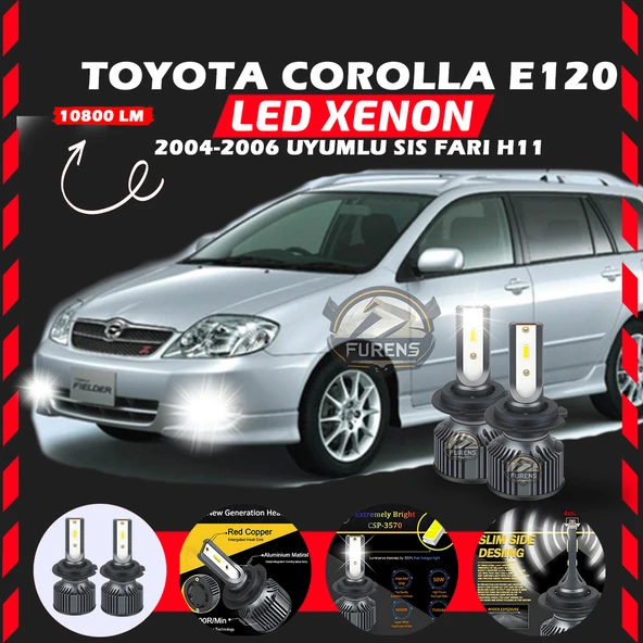 Toyota Corolla E120 2004-2006 Sis Farı Uyumlu Şimşek Etkili Led Xenon Premium Series H11