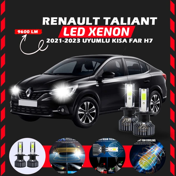 Renault Taliant 2021-2023 Kısa Far Uyumlu Şimşek Etkili Led Xenon Pro Series H7