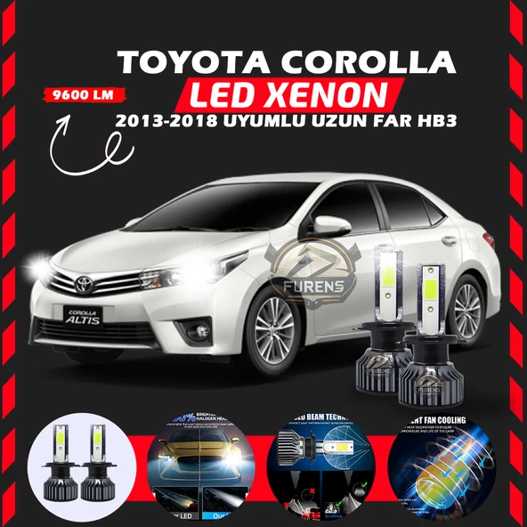 Toyota Corolla 2013-2018 Uzun Far Uyumlu Şimşek Etkili Led Xenon Pro Series HB3 ürün görseli 1