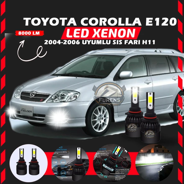 Toyota Corolla E120 2004-2006 Sis Farı Uyumlu Şimşek Etkili Led Xenon Light Series H11