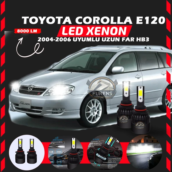 Toyota Corolla E120 2004-2006 Uzun Far Uyumlu Şimşek Etkili Led Xenon Light Series HB3