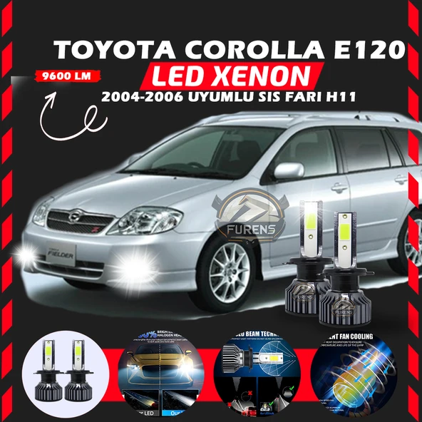 Toyota Corolla E120 2004-2006 Sis Farı Uyumlu Şimşek Etkili Led Xenon Pro Series H11