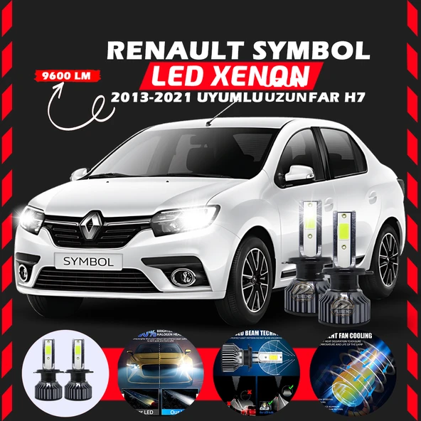 Renault Symbol 2013-2021 Uzun Far Uyumlu Şimşek Etkili Led Xenon Pro Series H7
