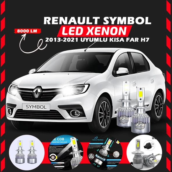 Renault Symbol 2013-2021 Kısa Far Uyumlu Şimşek Etkili Led Xenon Performance Series H7