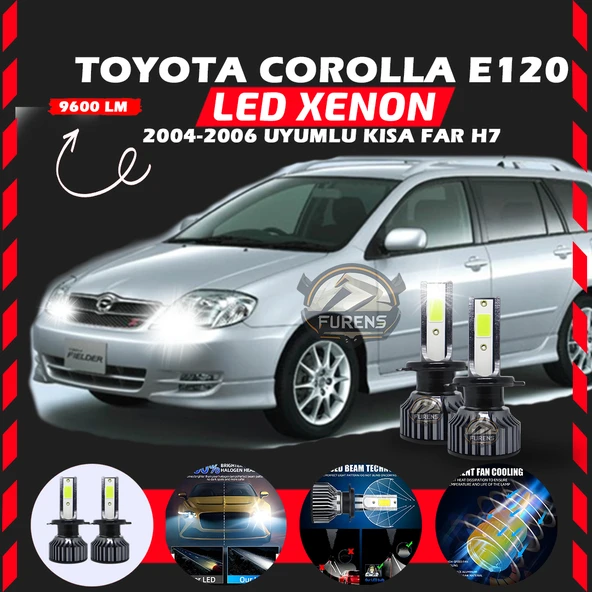 Toyota Corolla E120 2004-2006 Kısa Far Uyumlu Şimşek Etkili Led Xenon Pro Series H7 ürün görseli 1