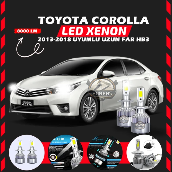 Toyota Corolla 2013-2018 Uzun Far Uyumlu Şimşek Etkili Led Xenon Performance Series HB3