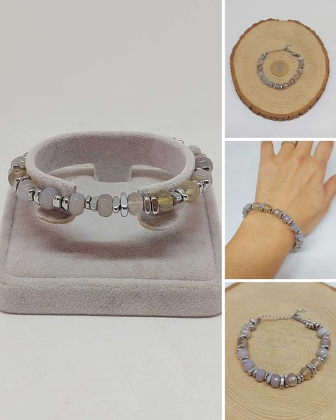 Kalsedon Taşı Tasarım Bileklik (55892) ürün görseli