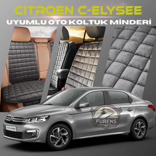 Citroen C-Elysee Antrasit Renk Tay Tüyü Cepli & Terletmez Sırtlı Oto Koltuk Minder Seti - Koltuk Koruma Kılıfı (ÖN & ARKA TAM SET) ürün görseli 1