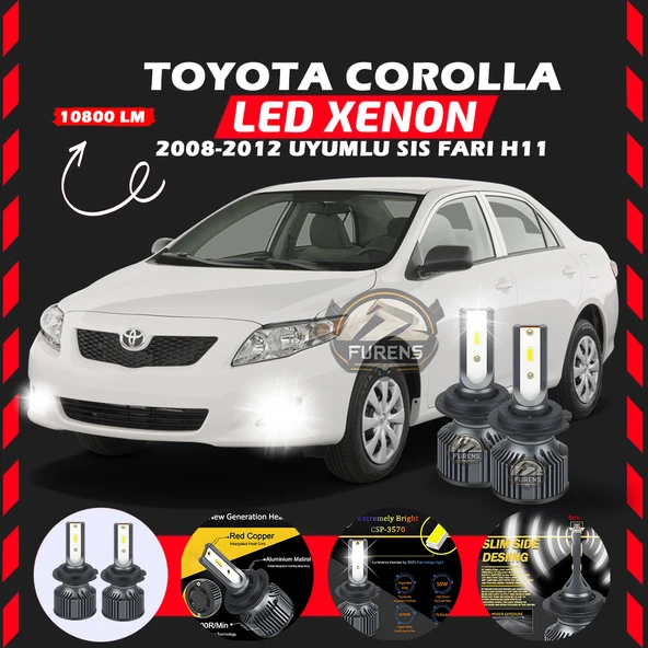 Toyota Corolla 2008-2012 Sis FarI Uyumlu Şimşek Etkili Led Xenon Premium Series H11 ürün görseli 1