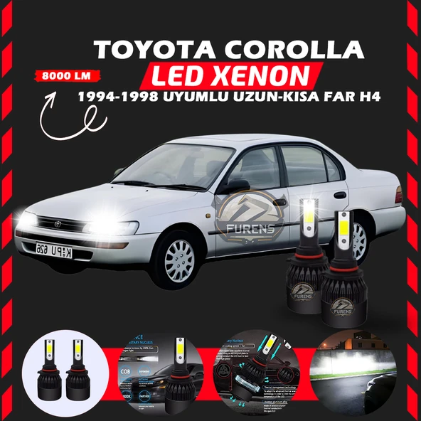 Toyota Corolla Efsane Kasa Uzun Kısa Far Uyumlu Şimşek Etkili Led Xenon Light Series H4 ürün görseli 1
