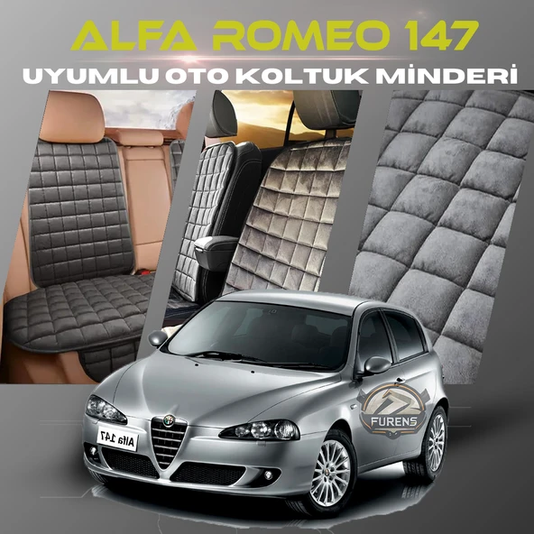 Alfa Romeo 147 Antrasit Renk Tay Tüyü Cepli & Terletmez Sırtlı Oto Koltuk Minder Seti - Koltuk Koruma Kılıfı (ÖN & ARKA TAM SET) ürün görseli 1