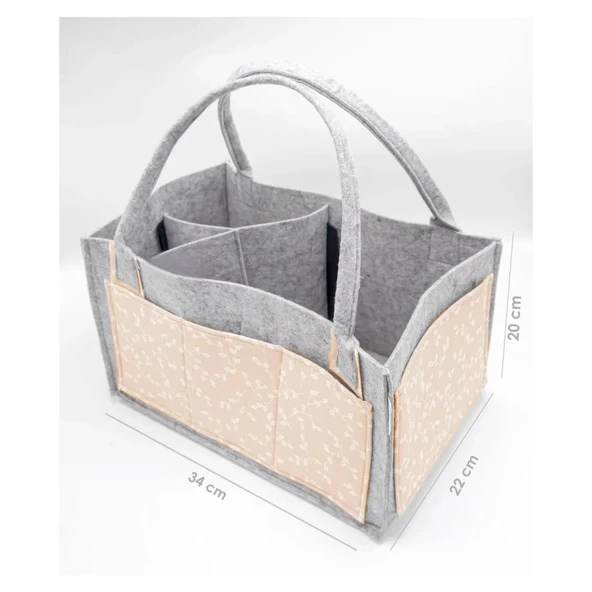 Nessiworld   BabyJem Keçe Anne Bebek Bakım Çantası 772 Somon Çiçek