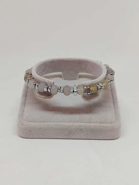 Kalsedon Taşı Tasarım Bileklik (55892) - Resim 2