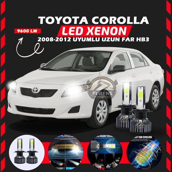 Toyota Corolla 2008-2012 Uzun Far Uyumlu Şimşek Etkili Led Xenon Pro Series HB3