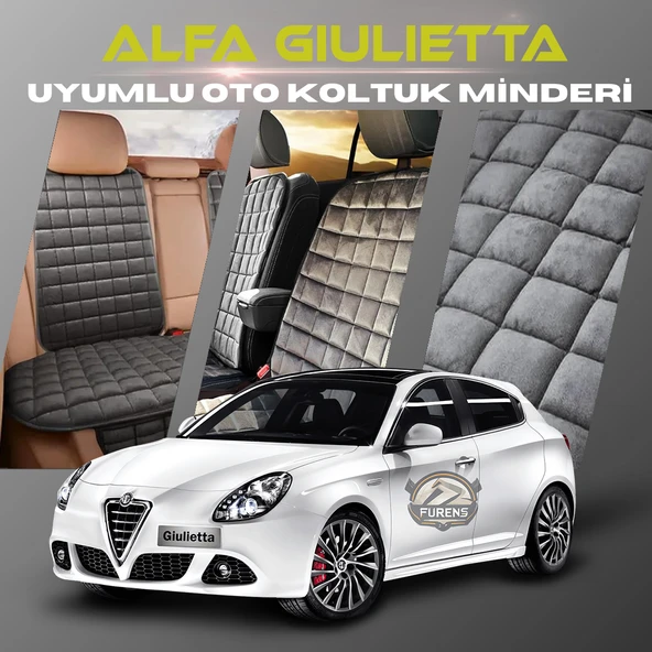 Alfa Romeo Giulietta Antrasit Renk Tay Tüyü Cepli & Terletmez Sırtlı Oto Koltuk Minder Seti - Koltuk Koruma Kılıfı (ÖN & ARKA TAM SET) ürün görseli 1