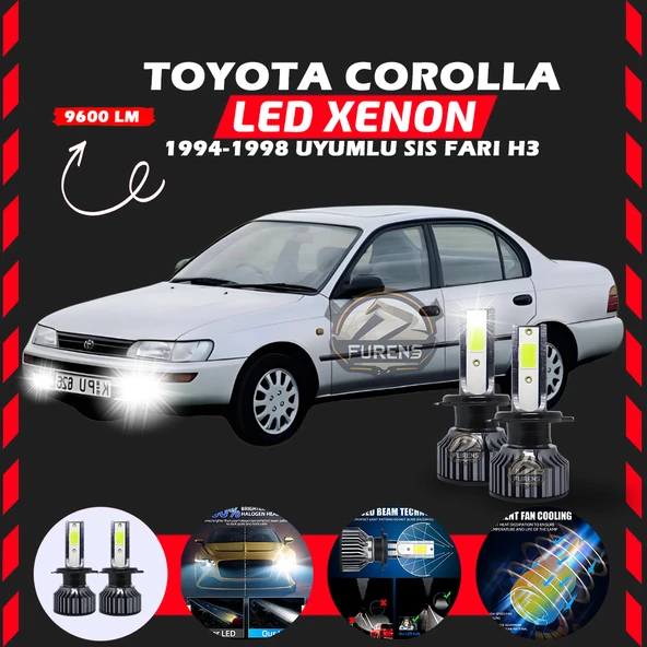 Toyota Corolla Efsane Kasa Sis Farı Uyumlu Şimşek Etkili Led Xenon Pro Series H3