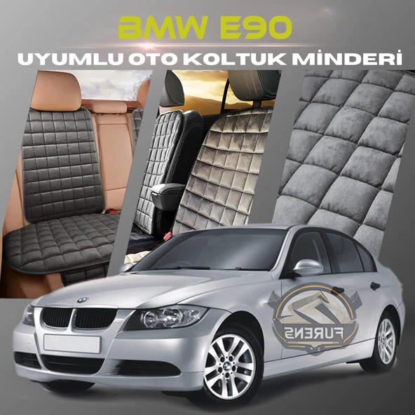 Bmw E90 Antrasit Renk Tay Tüyü Cepli & Terletmez Sırtlı Oto Koltuk Minder Seti - Koltuk Koruma Kılıfı (ÖN & ARKA TAM SET)