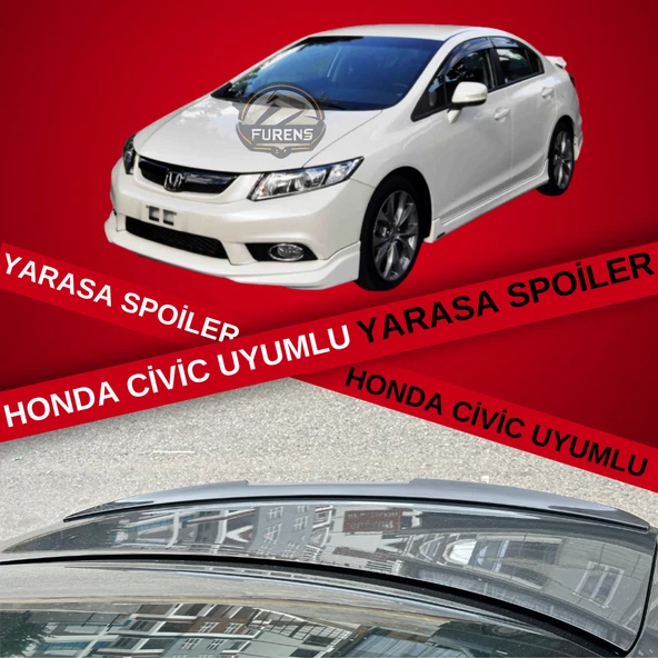 Honda Civic FB7 Bagaj Üstü Slim Yarasa Spoiler Piano Black Parlak Siyah