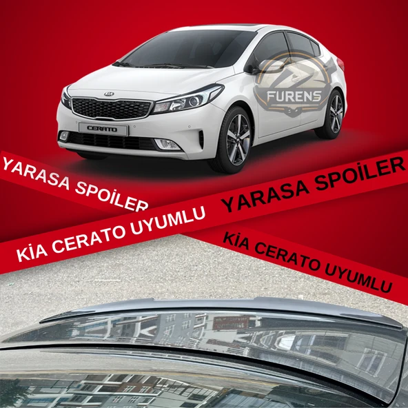 Kia Cerato Bagaj Üstü Slim Yarasa Spoiler Piano Black Parlak Siyah