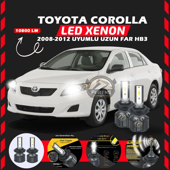 Toyota Corolla 2008-2012 Uzun Far Uyumlu Şimşek Etkili Led Xenon Premium Series HB3 ürün görseli 1