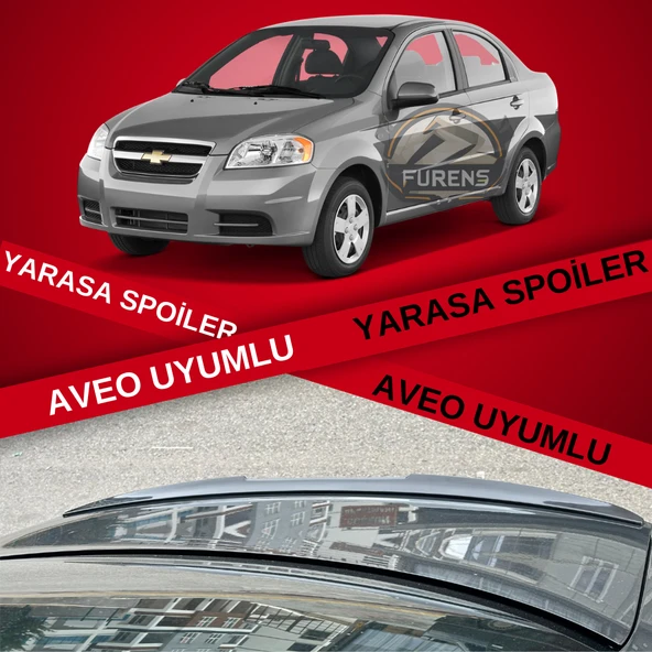 Chevrolet Aveo Bagaj Üstü Slim Yarasa Spoiler Piano Black Parlak Siyah ürün görseli