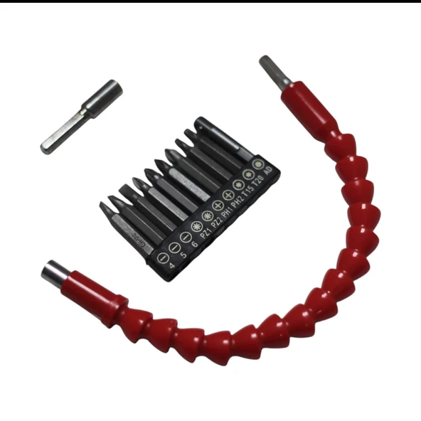 12 Parça Bükülebilir Spral Matkap Ucu Manyetik Uzatma Adaptörü ve  Bits Matkap Uç Set - 5