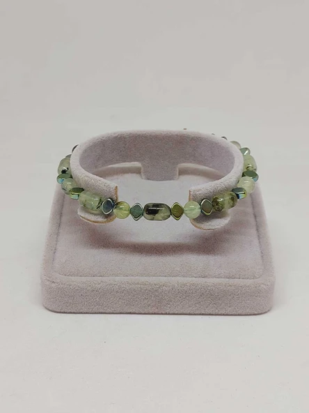 Prehnit (Prinayt) Taşı Tasarım Bileklik (55966) - Resim 2