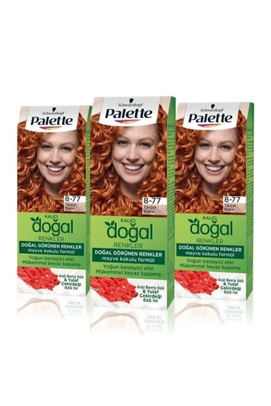 Palette Kalıcı Doğal Renkler Saç Boyası 8-77 Tarçın Bakır Paket 3lu - 2