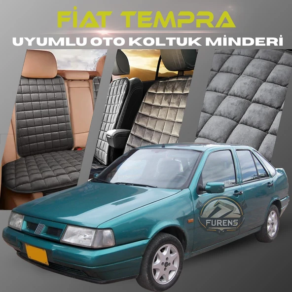 Fiat Tempra Antrasit Renk Tay Tüyü Cepli & Terletmez Sırtlı Oto Koltuk Minder Seti - Koltuk Koruma Kılıfı (ÖN & ARKA TAM SET)