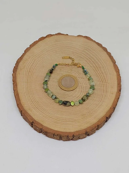 Prehnit (Prinayt) Taşı Tasarım Bileklik (55966) - Resim 5