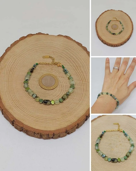 Prehnit (Prinayt) Taşı Tasarım Bileklik (55966) ürün görseli