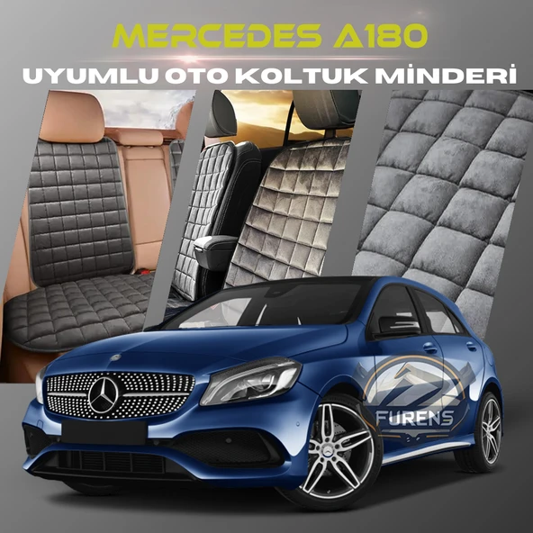 Mercedes A180 Antrasit Renk Tay Tüyü Cepli & Terletmez Sırtlı Oto Koltuk Minder Seti - Koltuk Koruma Kılıfı (ÖN & ARKA TAM SET) ürün görseli 1