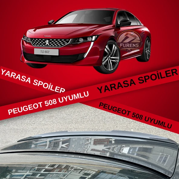Peugeot 508 2018-2022 Bagaj Üstü Slim Yarasa Spoiler Piano Black Parlak Siyah ürün görseli