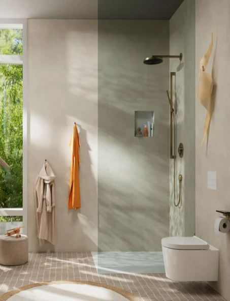 Hansgrohe Pulsify S 100 1 Jet Baton El Duşu Mat Bronz Ecosmart+ 24126140 - 5