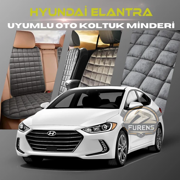 Hyundai Elantra Antrasit Renk Tay Tüyü Cepli & Terletmez Sırtlı Oto Koltuk Minder Seti - Koltuk Koruma Kılıfı (ÖN & ARKA TAM SET)