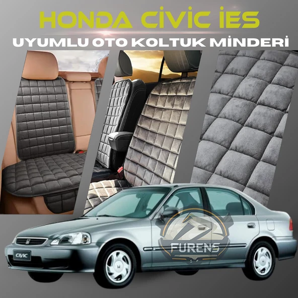 Honda İes Parlak Antrasit Renk Tay Tüyü Cepli & Terletmez Sırtlı Oto Koltuk Minder Seti - Koltuk Koruma Kılıfı (ÖN & ARKA TAM SET) ürün görseli 1