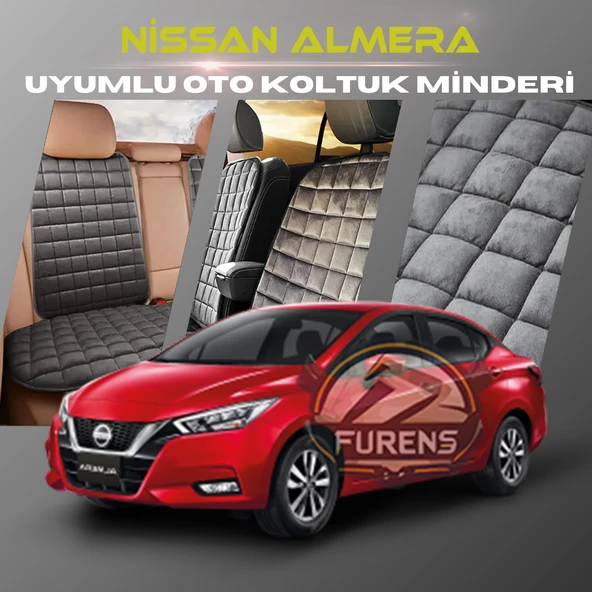 Nissan Almera Antrasit Renk Tay Tüyü Cepli & Terletmez Sırtlı Oto Koltuk Minder Seti - Koltuk Koruma Kılıfı (ÖN & ARKA TAM SET) ürün görseli 1