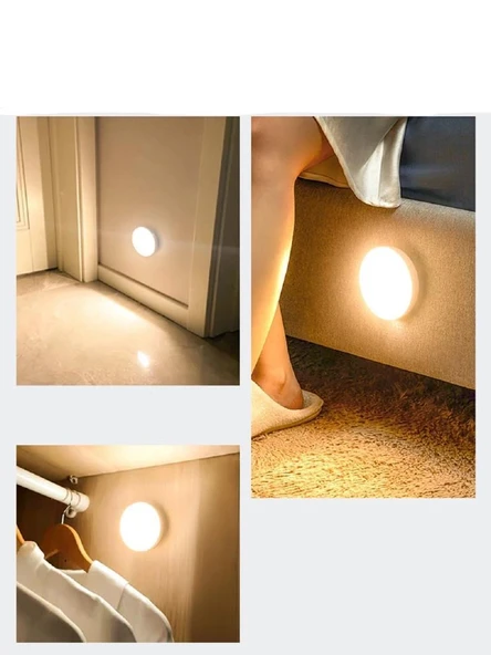 1 Adet 8 Led Hareket Sensörlü Beyaz Işık USB Şarjlı Mıknatıslı Merdiven Oda Dolap Işığı Gece Lambası - 5