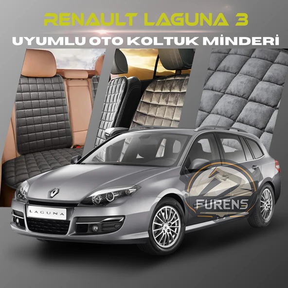 Renault Laguna 3 Antrasit Renk Tay Tüyü Cepli & Terletmez Sırtlı Oto Koltuk Minder Seti - Koltuk Koruma Kılıfı (ÖN & ARKA TAM SET) ürün görseli 1