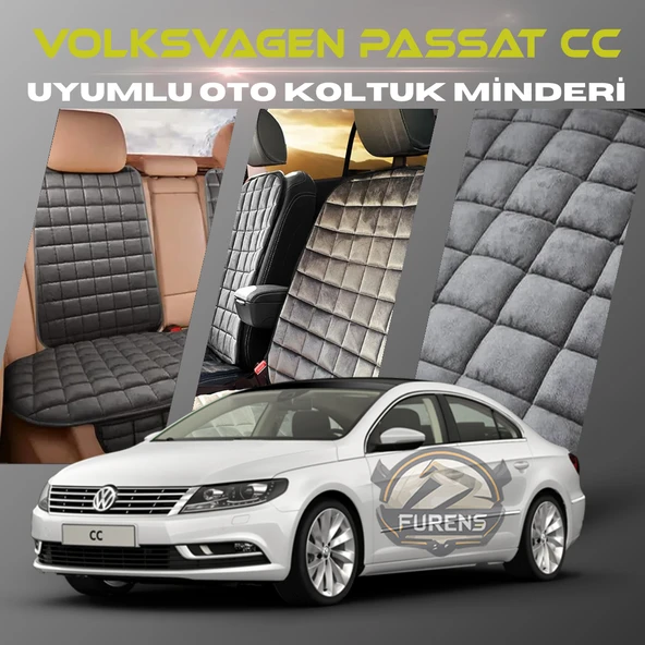 Volksvogen Passat cc Antrasit Renk Tay Tüyü Cepli & Terletmez Sırtlı Oto Koltuk Minder Seti - Koltuk Koruma Kılıfı (ÖN & ARKA TAM SET) - 1