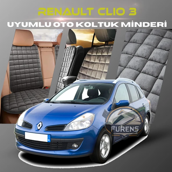Renault Clio 3 Antrasit Renk Tay Tüyü Cepli & Terletmez Sırtlı Oto Koltuk Minder Seti - Koltuk Koruma Kılıfı (ÖN & ARKA TAM SET) ürün görseli 1