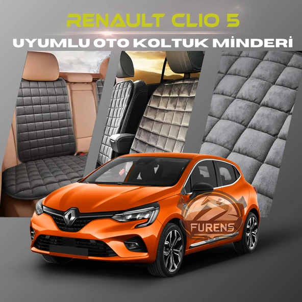 Renault Clio 5 Antrasit Renk Tay Tüyü Cepli & Terletmez Sırtlı Oto Koltuk Minder Seti - Koltuk Koruma Kılıfı (ÖN & ARKA TAM SET) ürün görseli 1